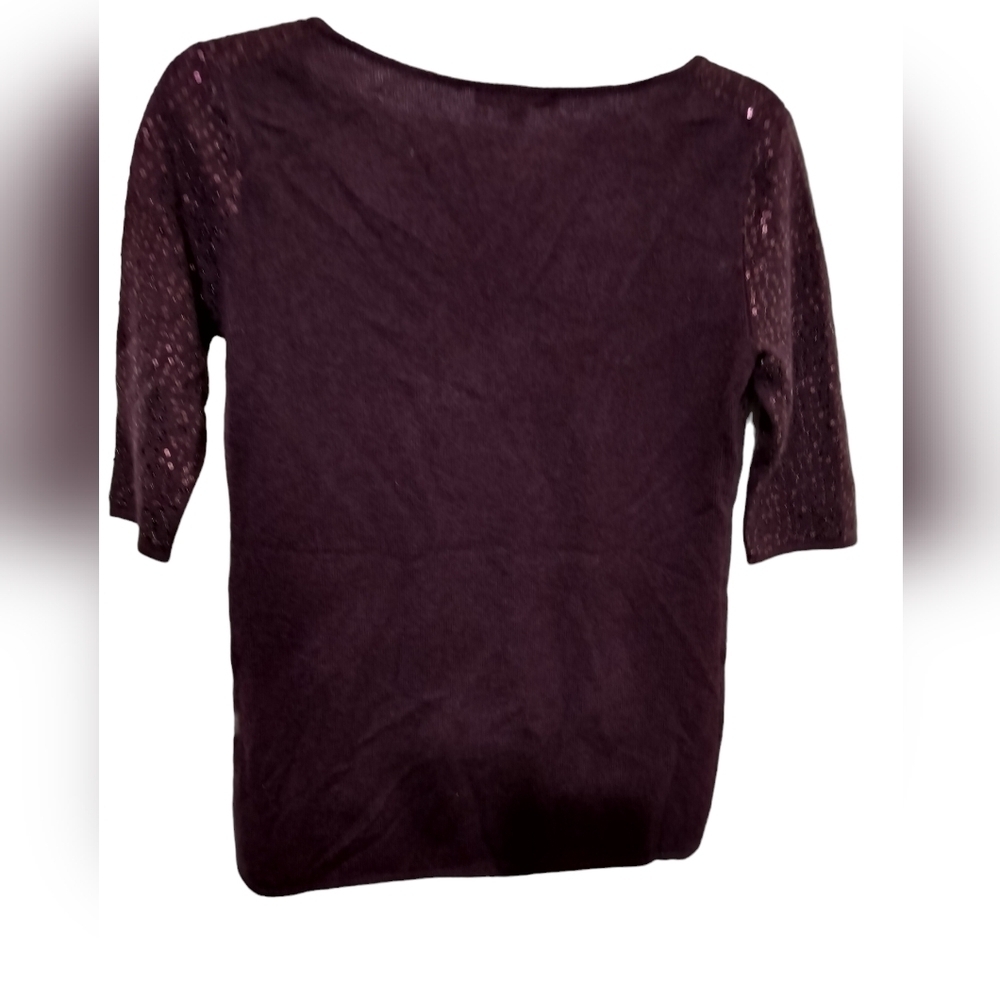 2455)Neiman Marcus the Cashmere Collection Purple Sequin Pullover Sweater Size S - Picture 3 of 8